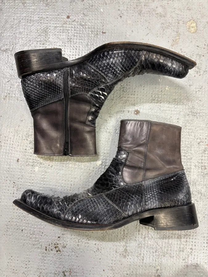 Archive Black Python Leather Boots qVVTvWP 3