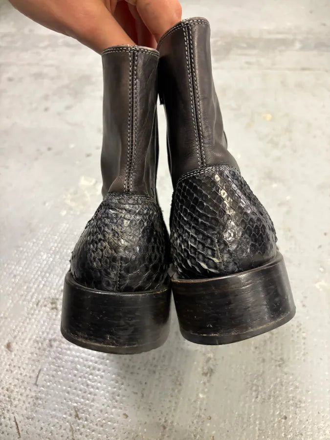Archive Black Python Leather Boots qVVTvWP 6