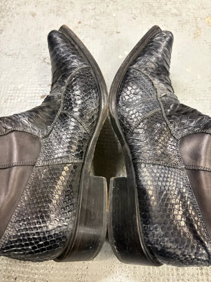Archive Black Python Leather Boots qVVTvWP 5