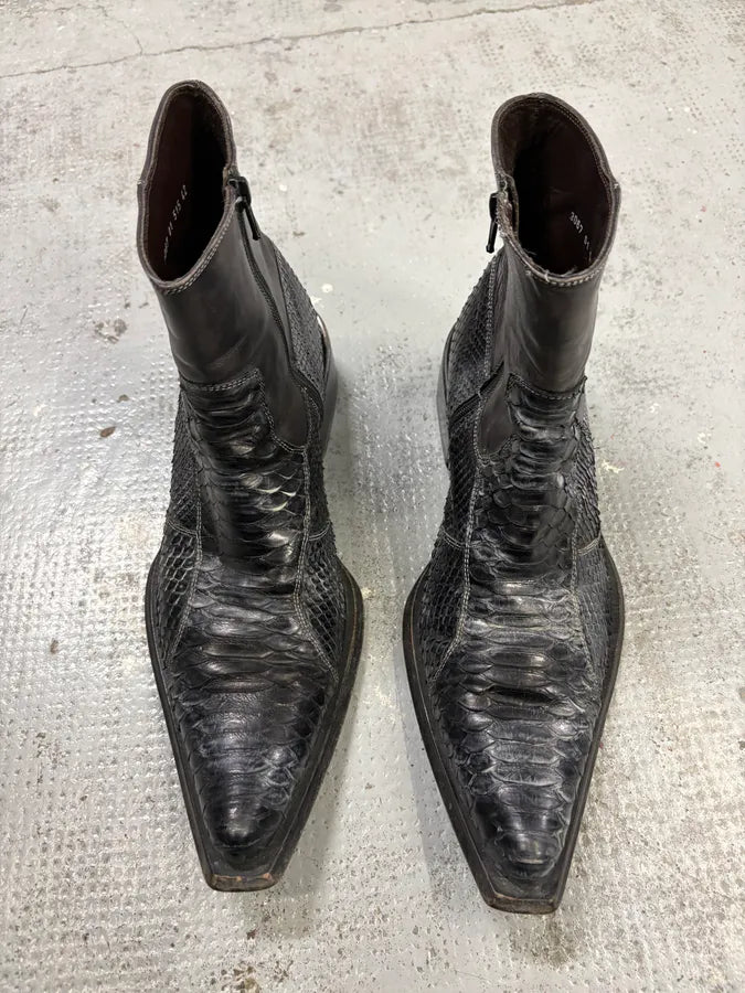Archive Black Python Leather Boots qVVTvWP 1
