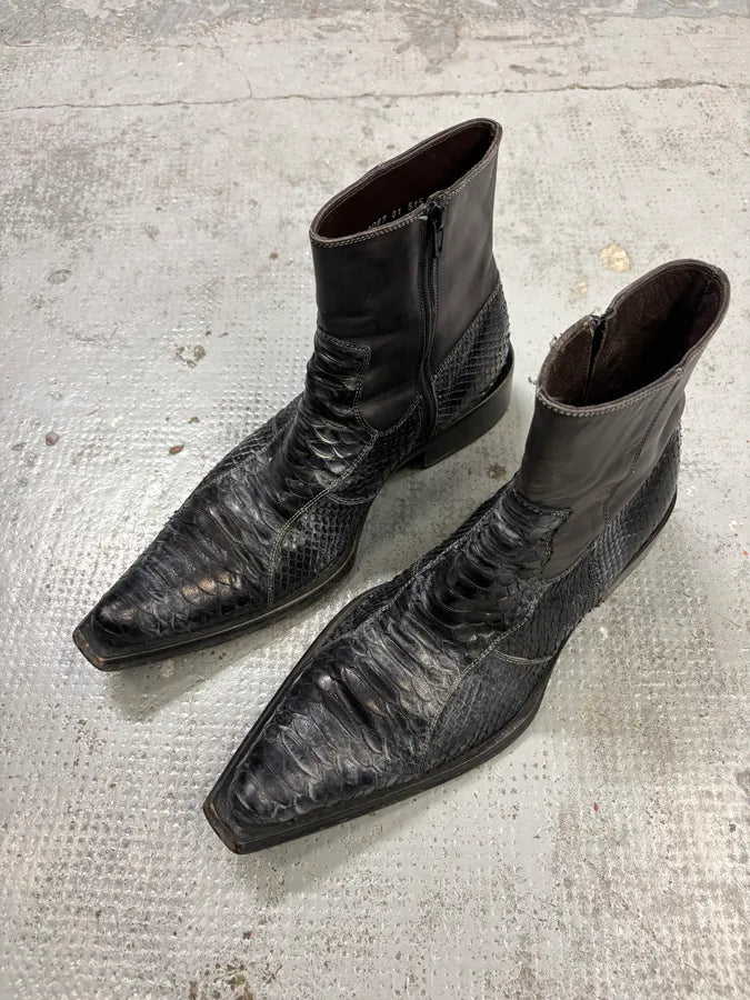 Archive Black Python Leather Boots qVVTvWP 2