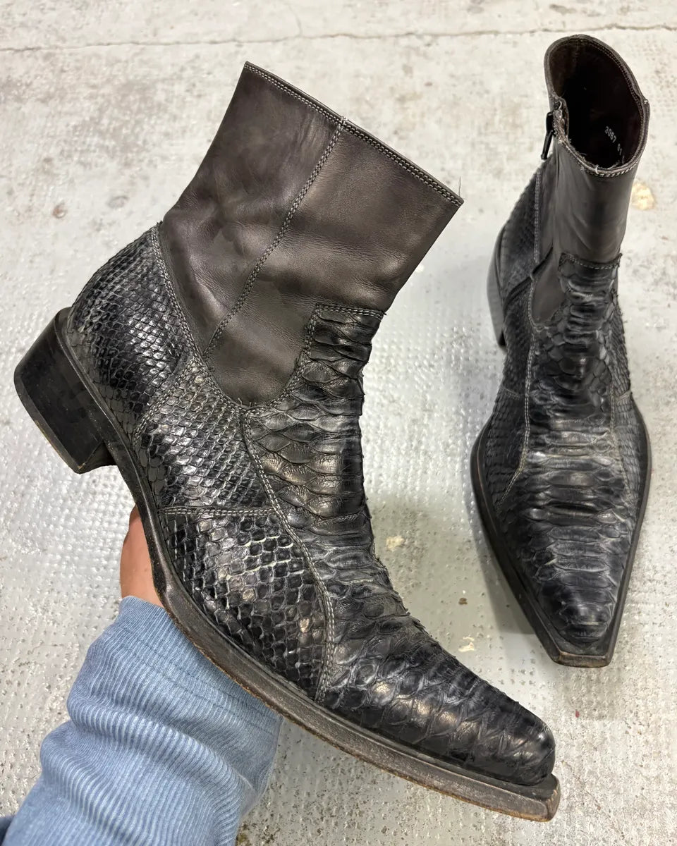 Archive Black Python Leather Boots qVVTvWP 0