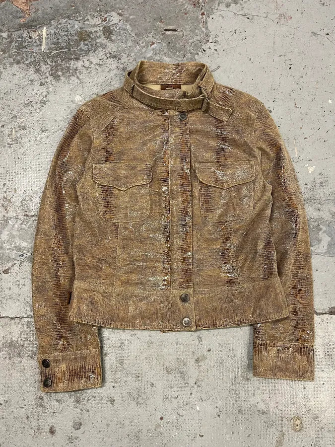 Lea Kanth Snakeskin Effect Beige Jacket orhapad 0