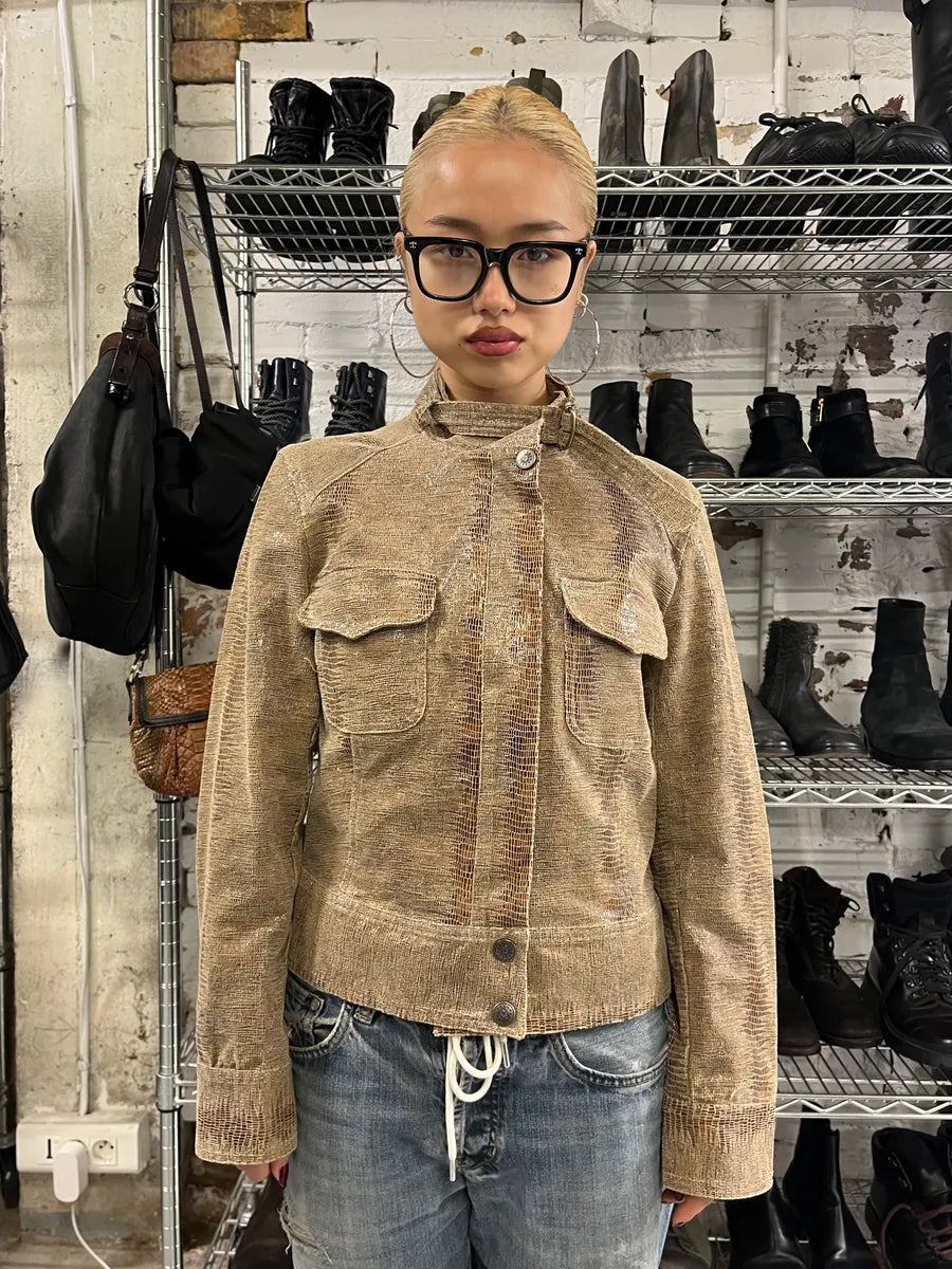 Lea Kanth Snakeskin Effect Beige Jacket orhapad 1