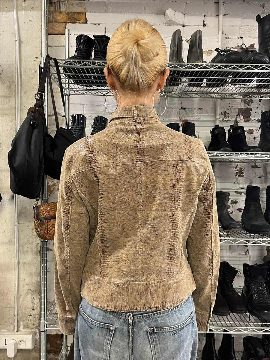 Lea Kanth Snakeskin Effect Beige Jacket orhapad 2