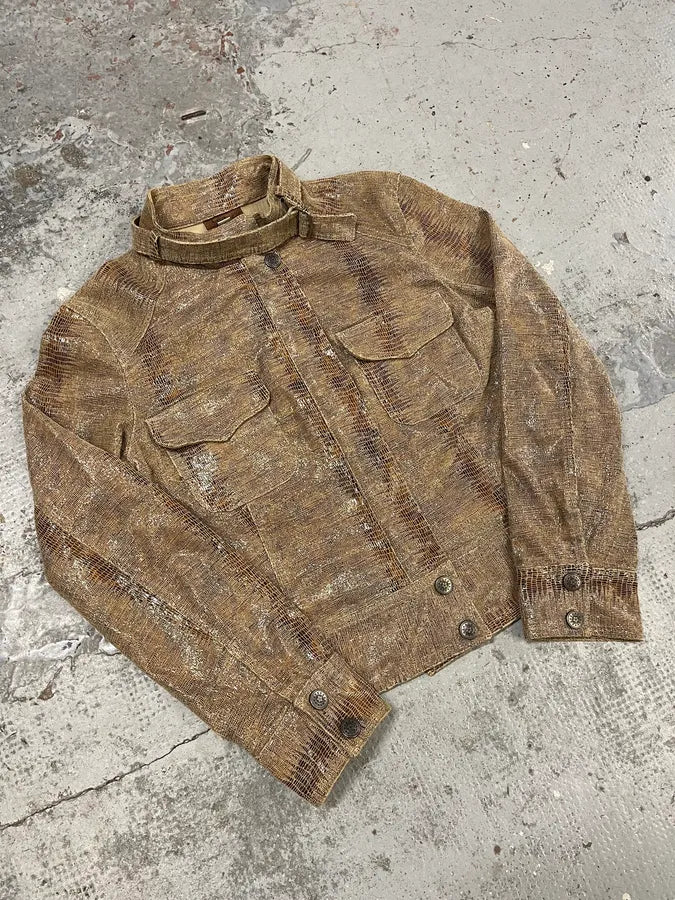 Lea Kanth Snakeskin Effect Beige Jacket orhapad 4