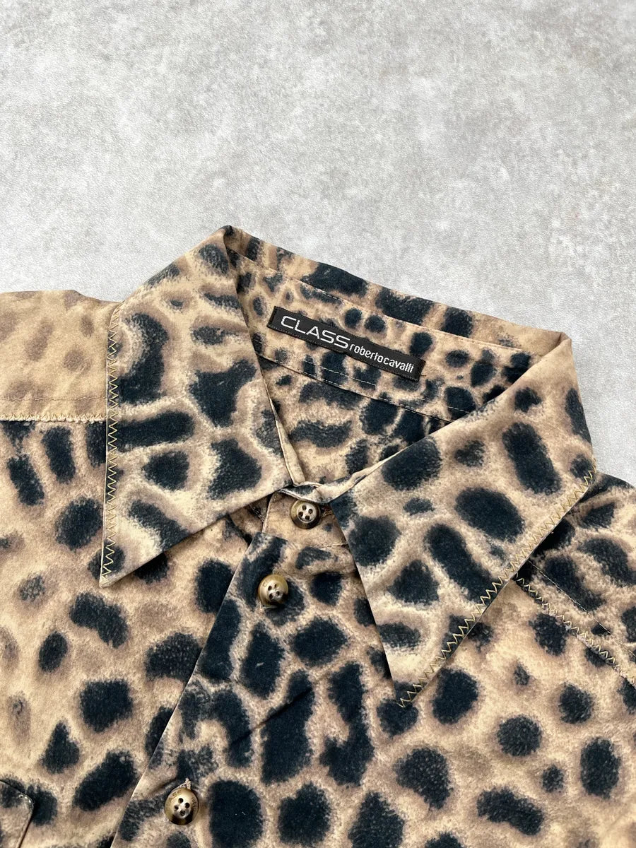 2000s Roberto Cavalli Beige Leopard Western Shirt bmsqXWpe 10