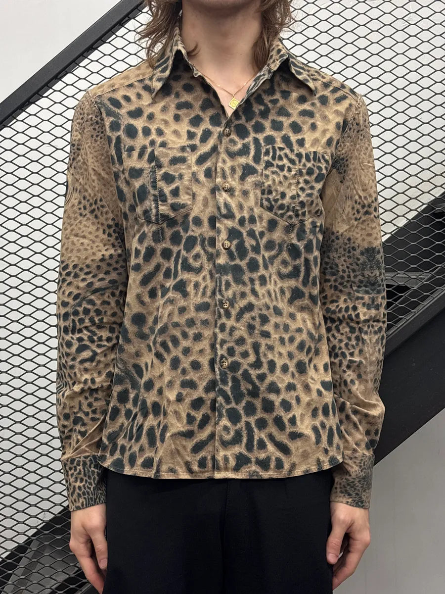 2000s Roberto Cavalli Beige Leopard Western Shirt bmsqXWpe 1