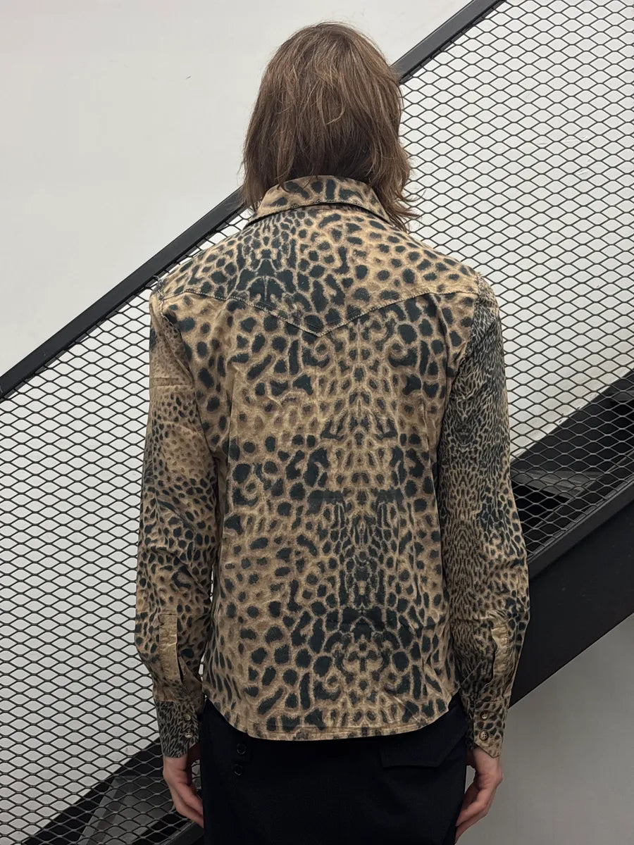 2000s Roberto Cavalli Beige Leopard Western Shirt bmsqXWpe 2