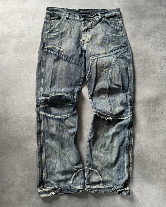2000s Dolce & Gabbana Brut Avant-Garde Cozy Flared Denim Jeans (L) - 1