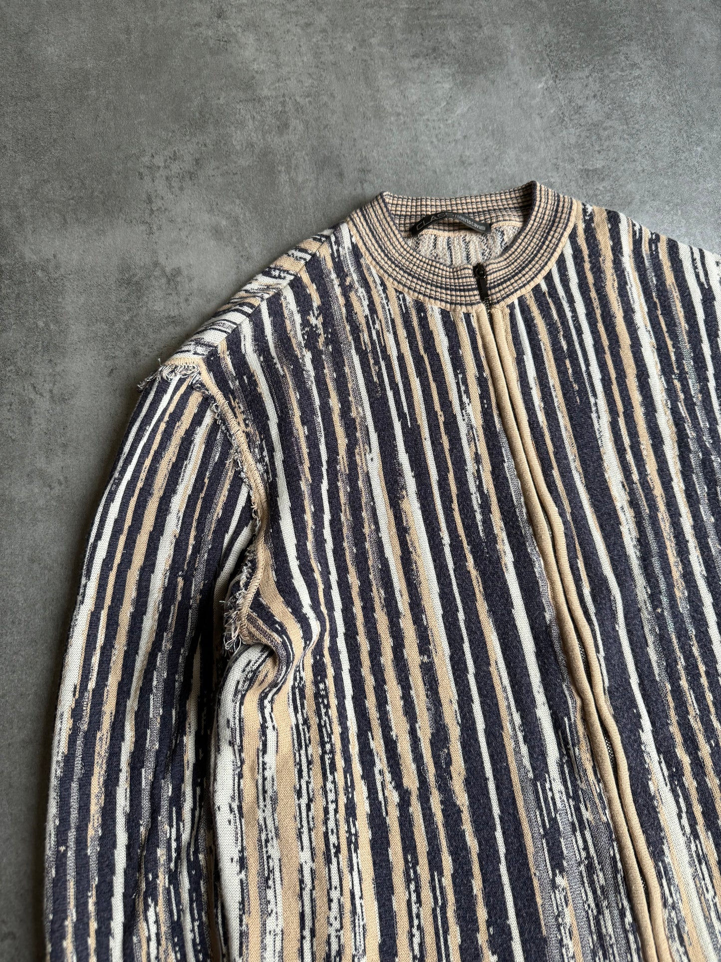 SS2002 Roberto Cavalli Contemporary Striped Zip-up Sweater. (M/L) - 8