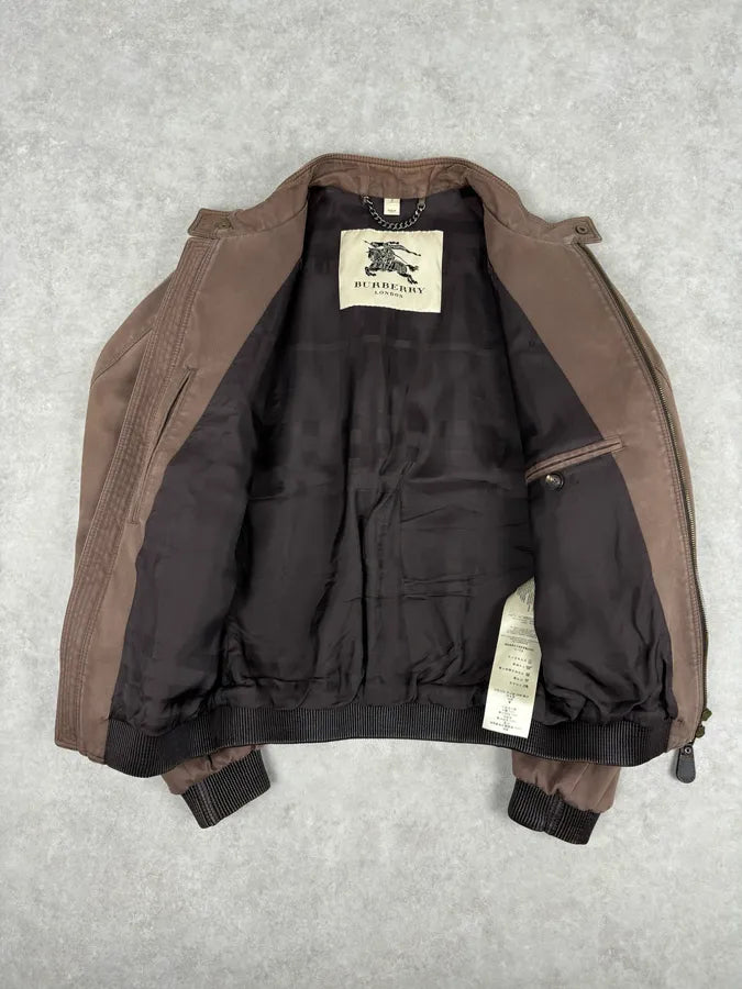 Burberry Prorsum Brown Utility Moto  Leather Jacket  vXaNGGY 6