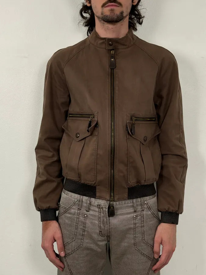Burberry Prorsum Brown Utility Moto  Leather Jacket  vXaNGGY 0