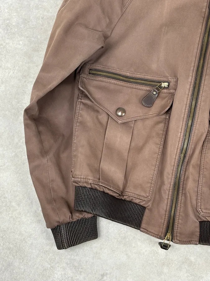 Burberry Prorsum Brown Utility Moto  Leather Jacket  vXaNGGY 7