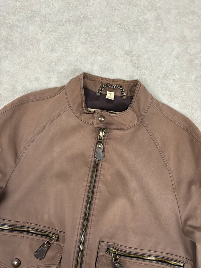 Burberry Prorsum Brown Utility Moto  Leather Jacket  vXaNGGY 3