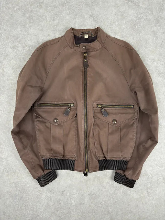Burberry Prorsum Brown Utility Moto  Leather Jacket  vXaNGGY 2