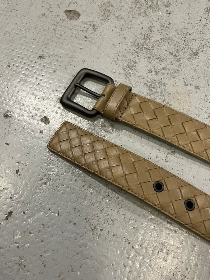 Bottega Veneta Beige Woven Leather Belt eAgWGsl 3