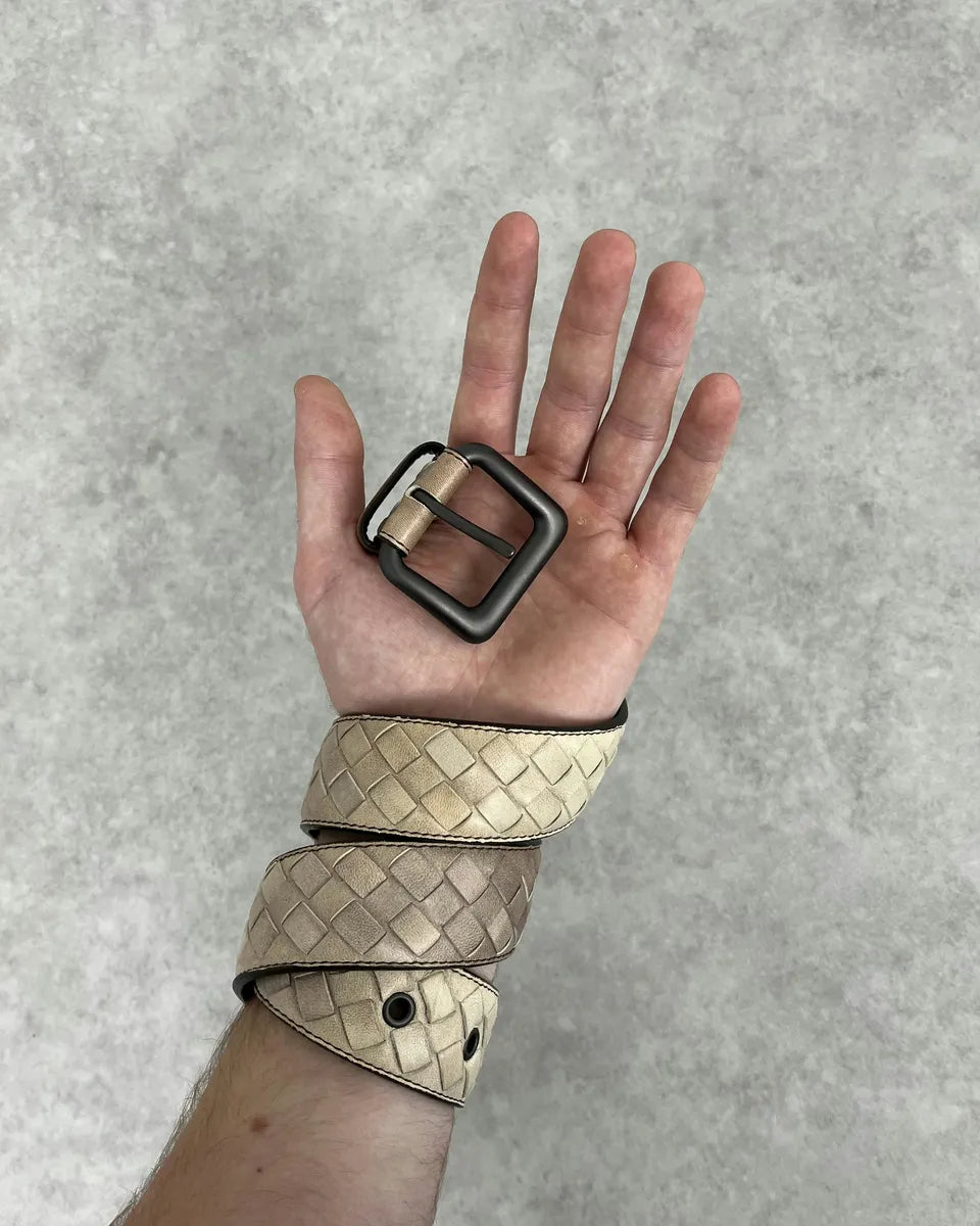Bottega Veneta Beige Woven Leather Belt oNBzZqT 2