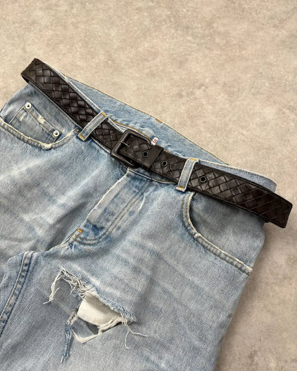 Bottega Veneta Black Leather Intrecciato Belt StSGoAF 1