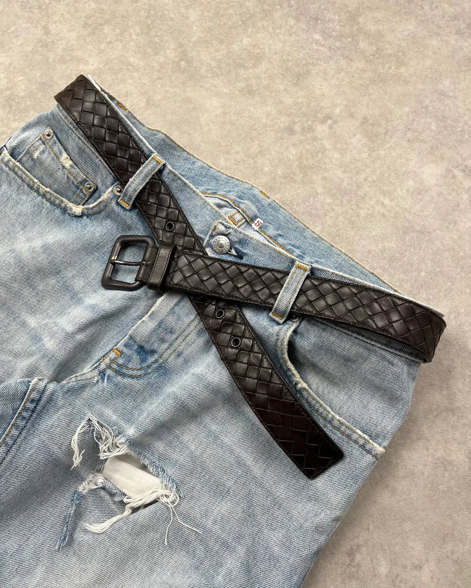 Bottega Veneta Black Leather Intrecciato Belt StSGoAF 2