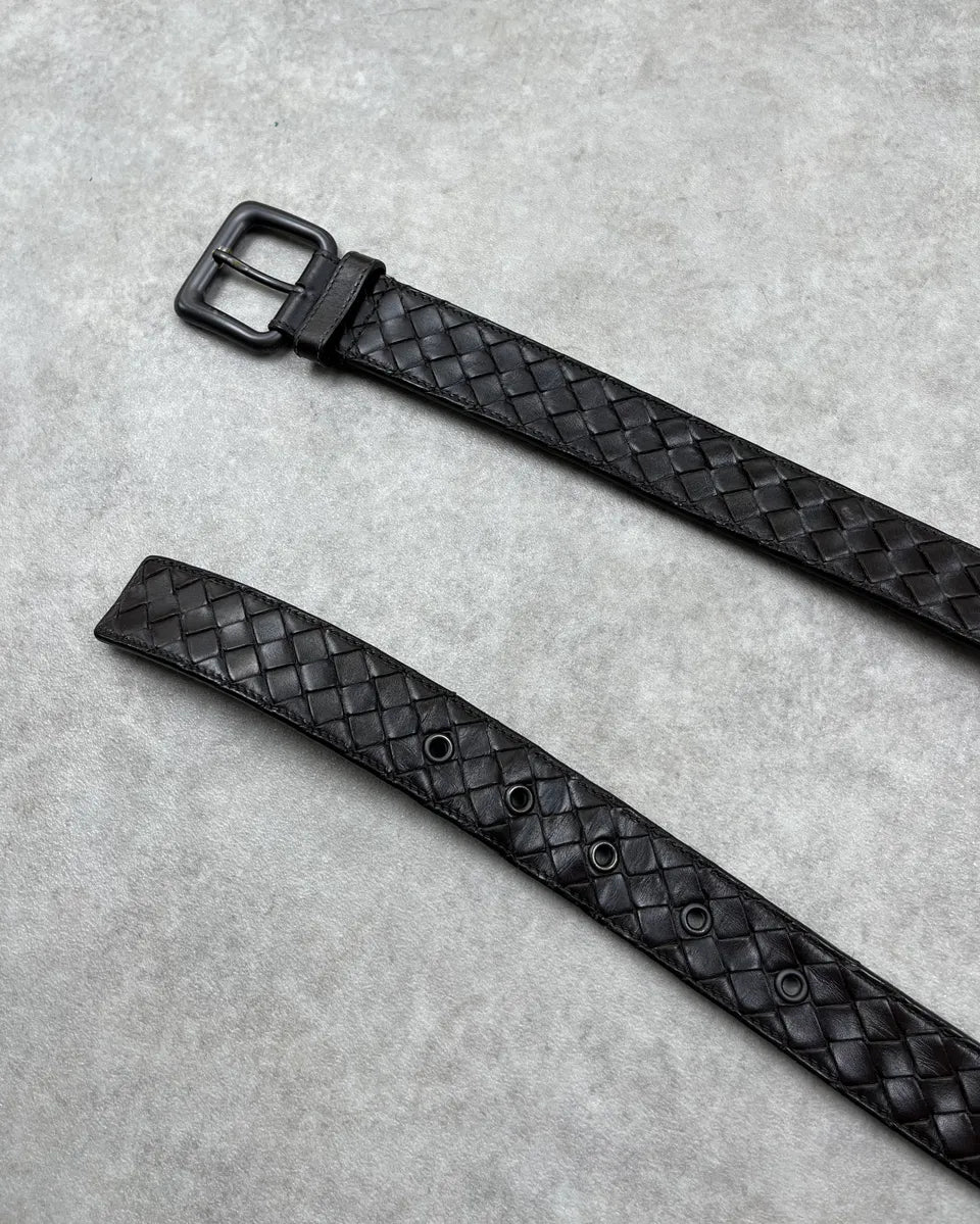 Bottega Veneta Dark Brown Leather Intrecciato Belt StSGoAF 3