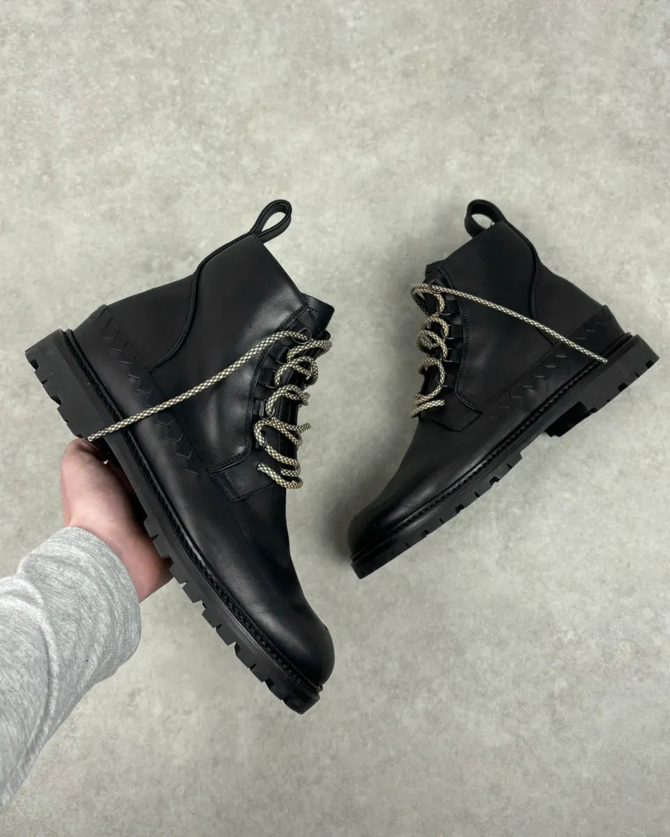 Bottega Veneta Black Leather Lace-Up Boots KOUpMbO 0