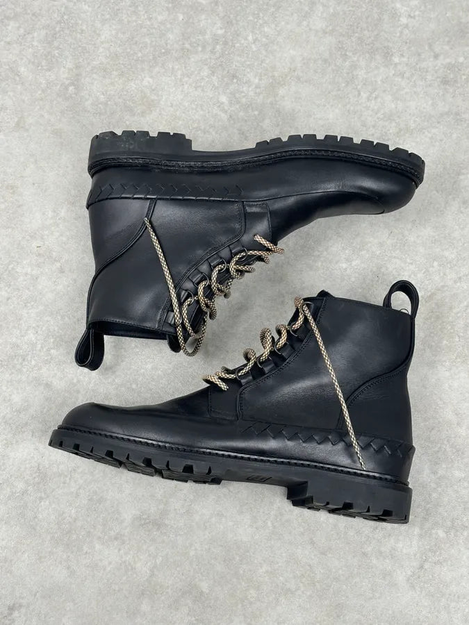 Bottega Veneta Black Leather Lace-Up Boots KOUpMbO 4