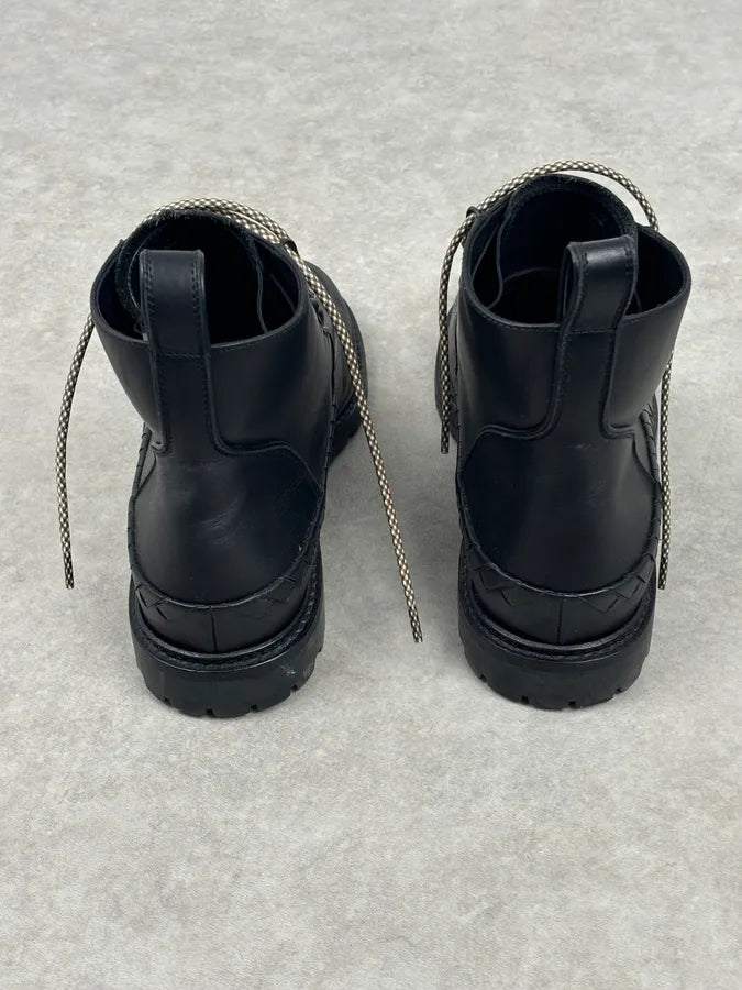 Bottega Veneta Black Leather Lace-Up Boots KOUpMbO 7
