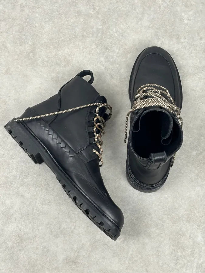 Bottega Veneta Black Leather Lace-Up Boots KOUpMbO 6