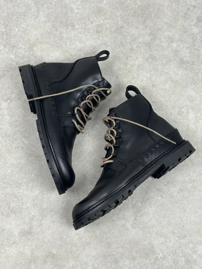 Bottega Veneta Black Leather Lace-Up Boots KOUpMbO 5