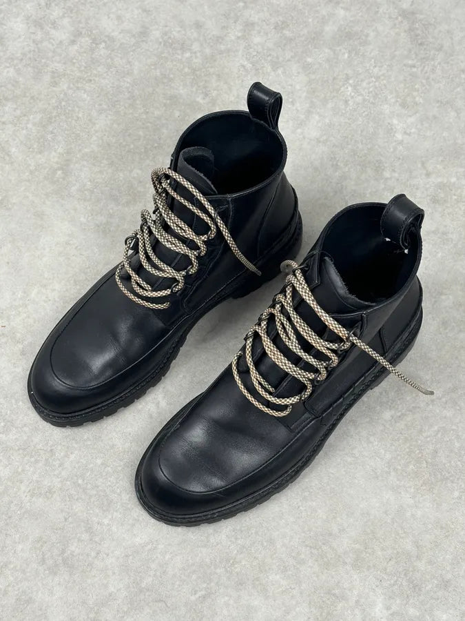 Bottega Veneta Black Leather Lace-Up Boots KOUpMbO 2