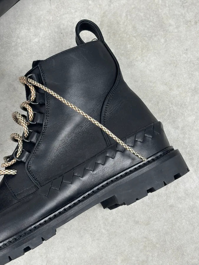 Bottega Veneta Black Leather Lace-Up Boots KOUpMbO 8