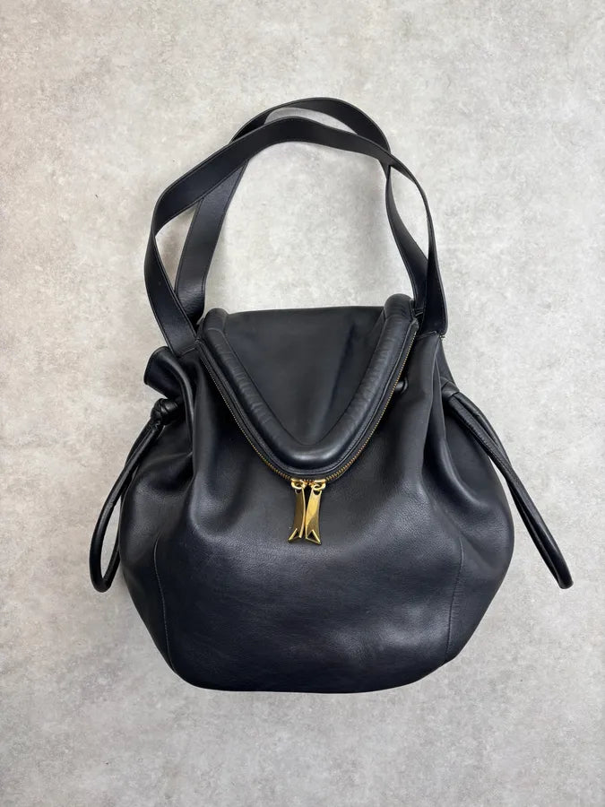 Bottega Veneta Beak Black Leather Padded V Shoulder Bag wPUOmxw 0