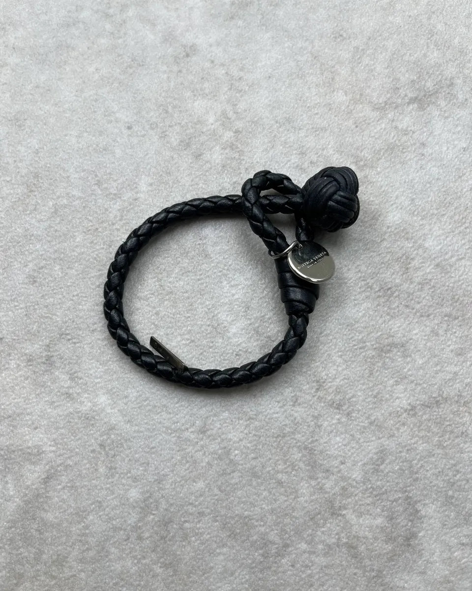 Bottega Veneta Black Leather Woven Bracelet bJppAtW 0