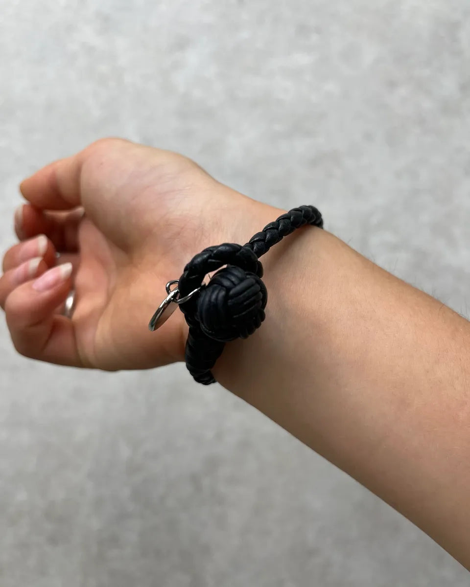 Bottega Veneta Black Leather Woven Bracelet bJppAtW 3