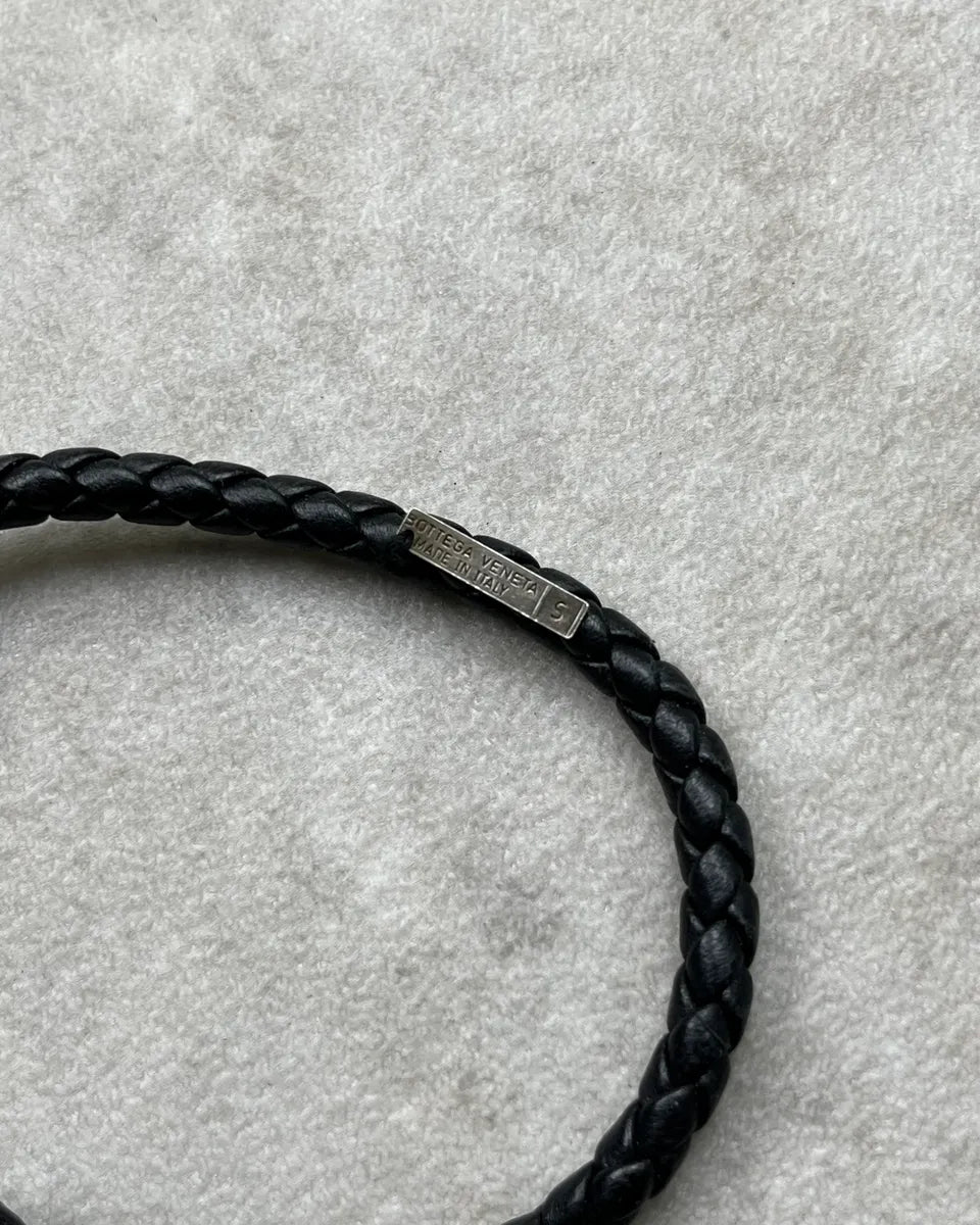 Bottega Veneta Black Leather Woven Bracelet bJppAtW 4