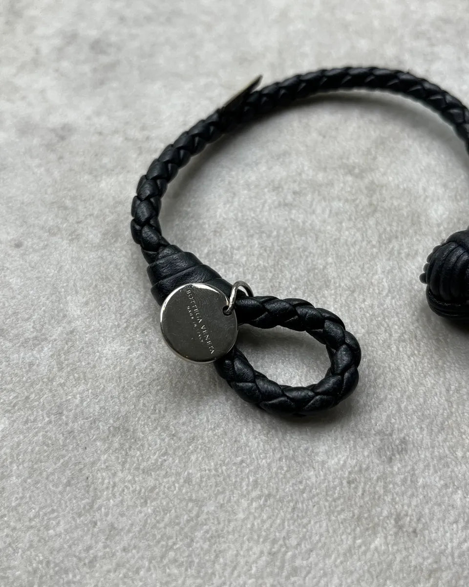 Bottega Veneta Black Leather Woven Bracelet bJppAtW 5