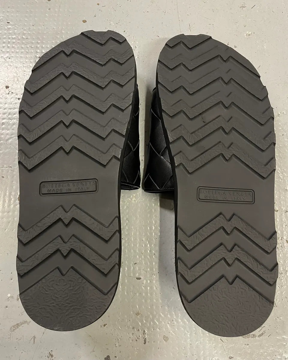 Bottega Veneta Black Leather Woven Tap Slides RJRfxDR 8