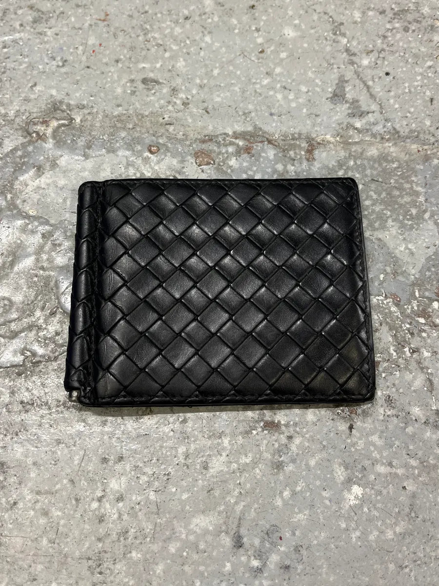 Bottega Veneta Black Leather Woven Wallet (OS) XGSQPRy 0