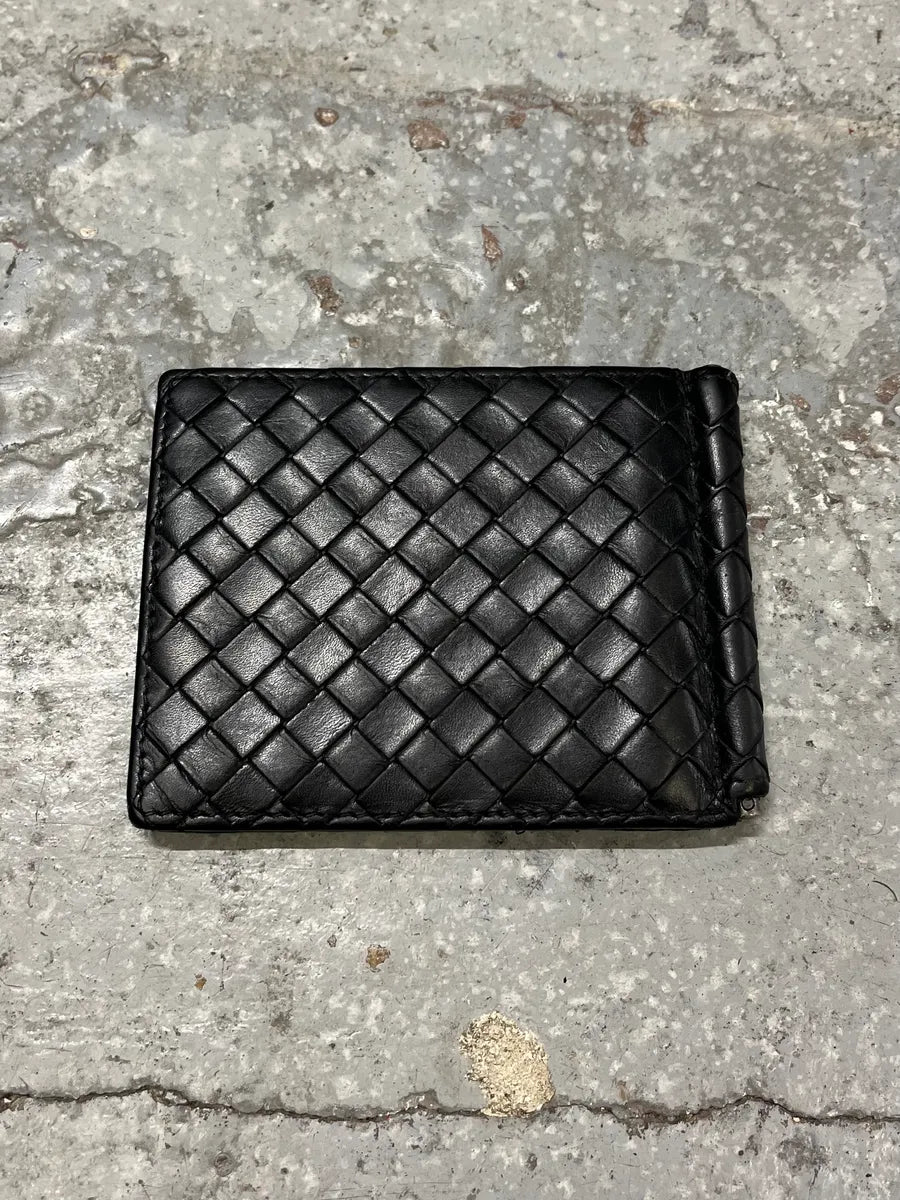 Bottega Veneta Black Leather Woven Wallet (OS) XGSQPRy 1