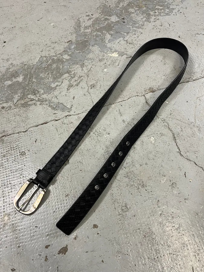 Bottega Veneta Black Perfored Leather Belt kvUEnmG 3