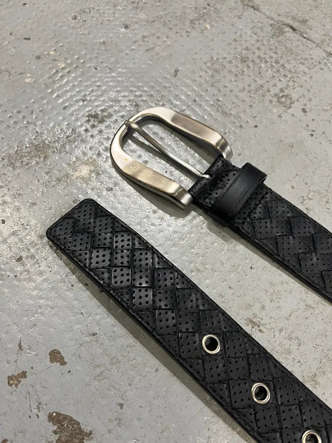 Bottega Veneta Black Perfored Leather Belt kvUEnmG 4