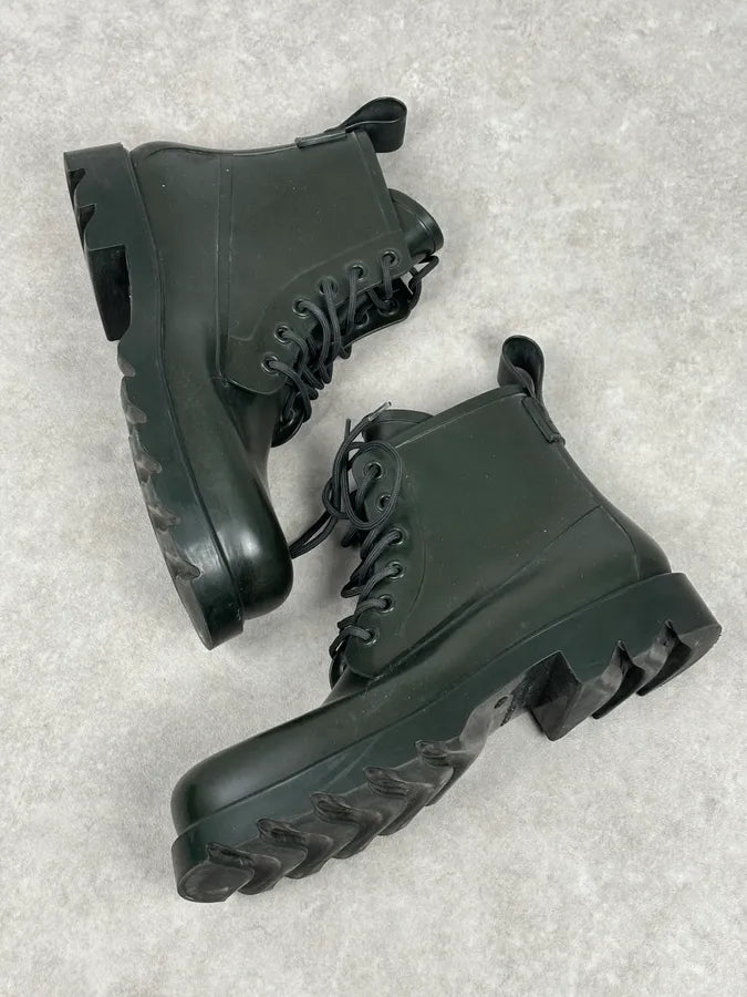 Bottega Veneta Dark Green Leather Rubber Lace-Up Boots nkjfcCR 5