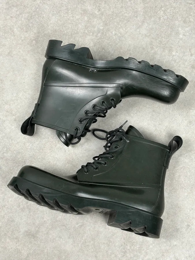 Bottega Veneta Dark Green Leather Rubber Lace-Up Boots nkjfcCR 8