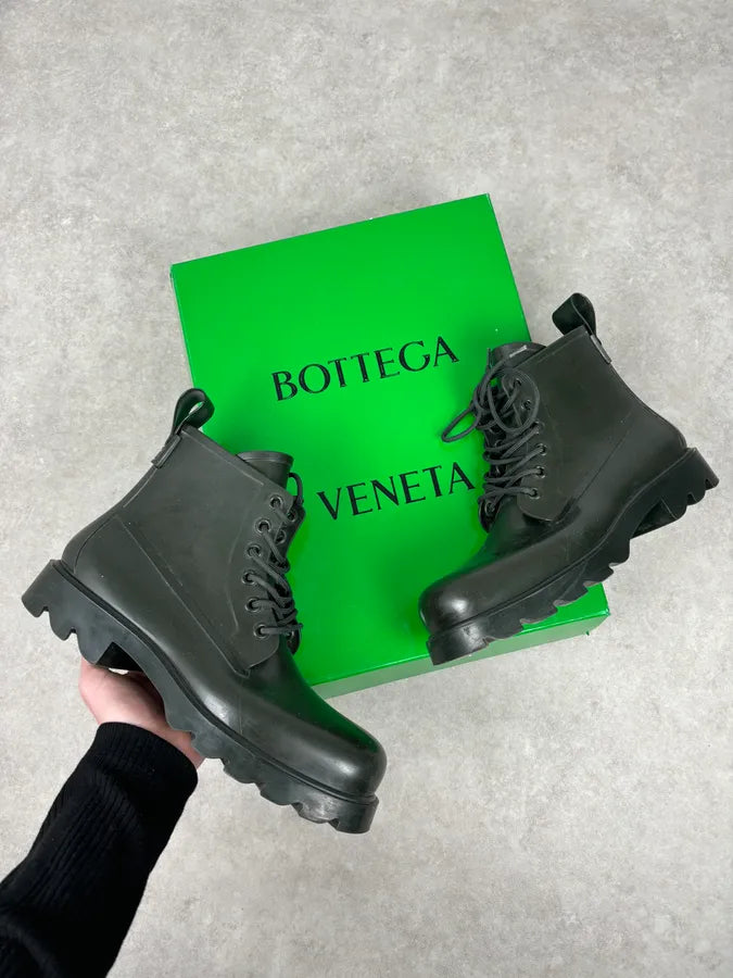 Bottega Veneta Dark Green Leather Rubber Lace-Up Boots nkjfcCR 0