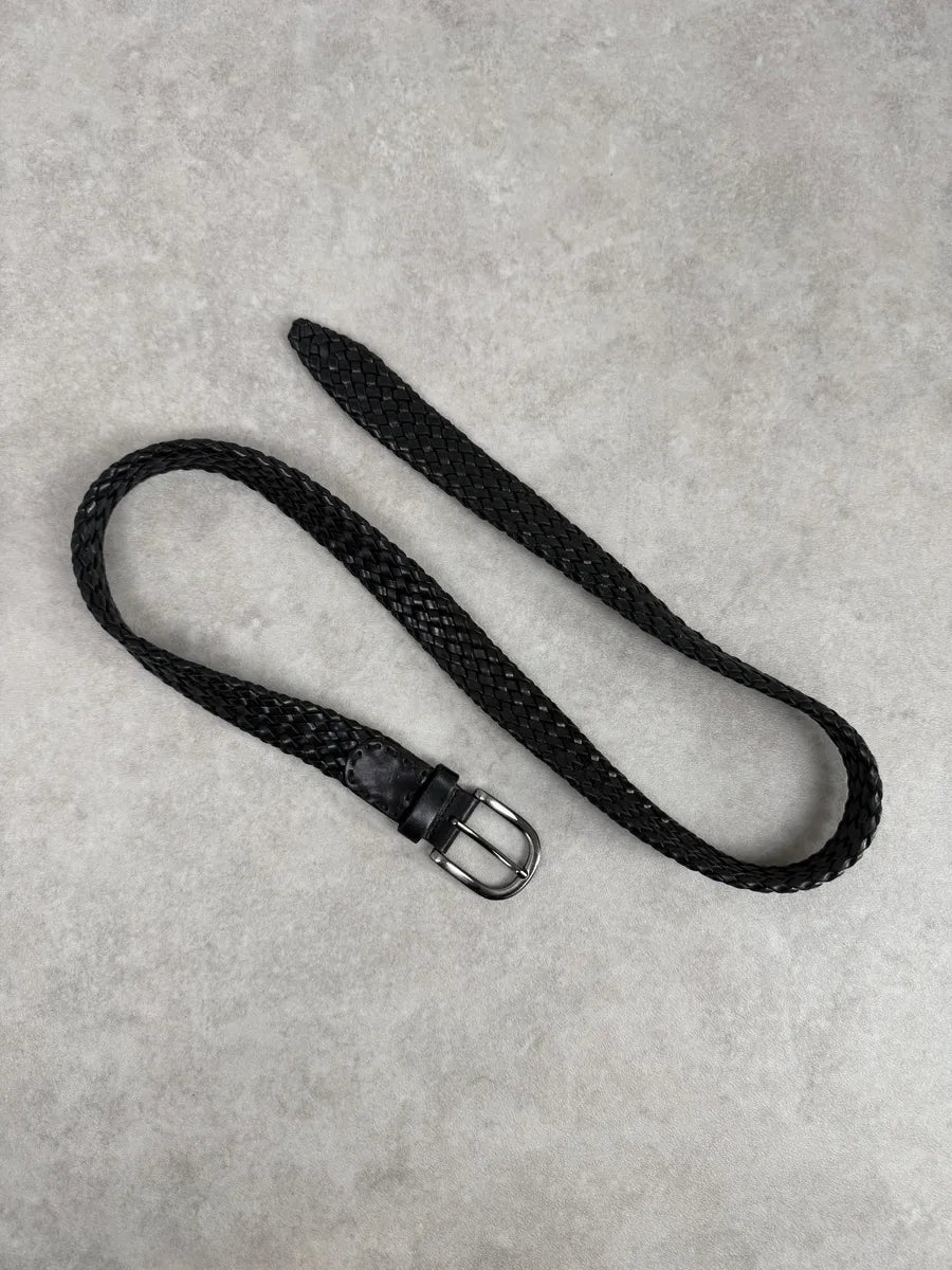 Bottega Veneta Black Woven Leather Belt kumcHaK 0