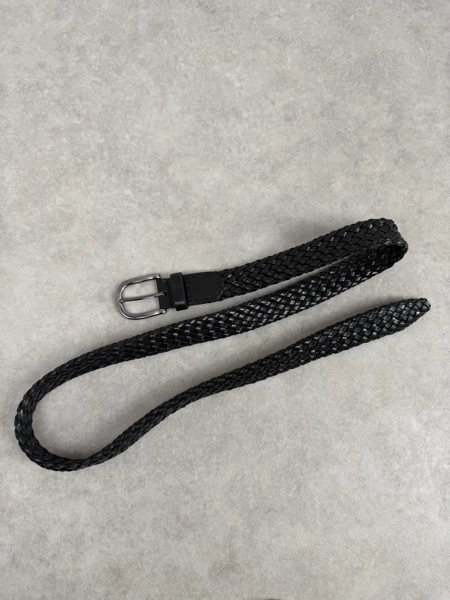 Bottega Veneta Black Woven Leather Belt kumcHaK 3