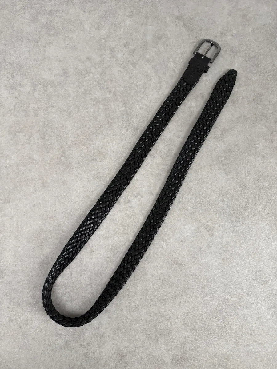 Bottega Veneta Black Woven Leather Belt kumcHaK 4