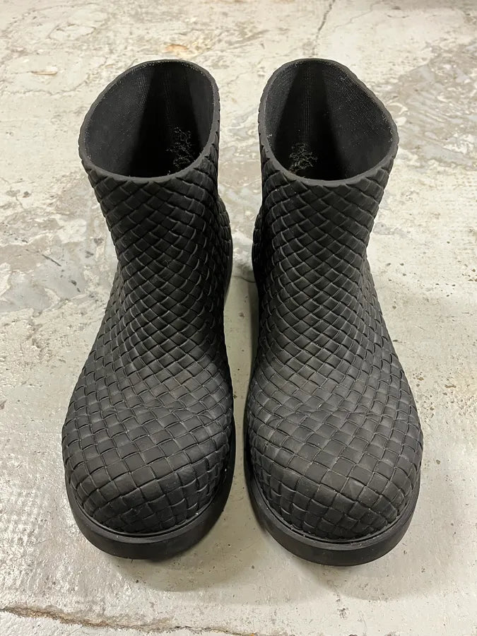 Bottega Veneta Black Woven Leather Boots wCOJeqL 1