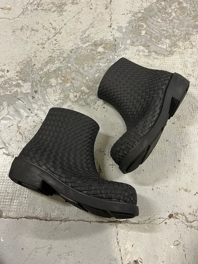 Bottega Veneta Black Woven Leather Boots wCOJeqL 6